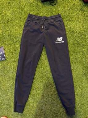 New Balance NB Essentials Stacked Logo French Terry Sweatpants, Black, Size S